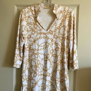 Michelle Parisou Sz M 3/4 Sleeve Tunic Gold